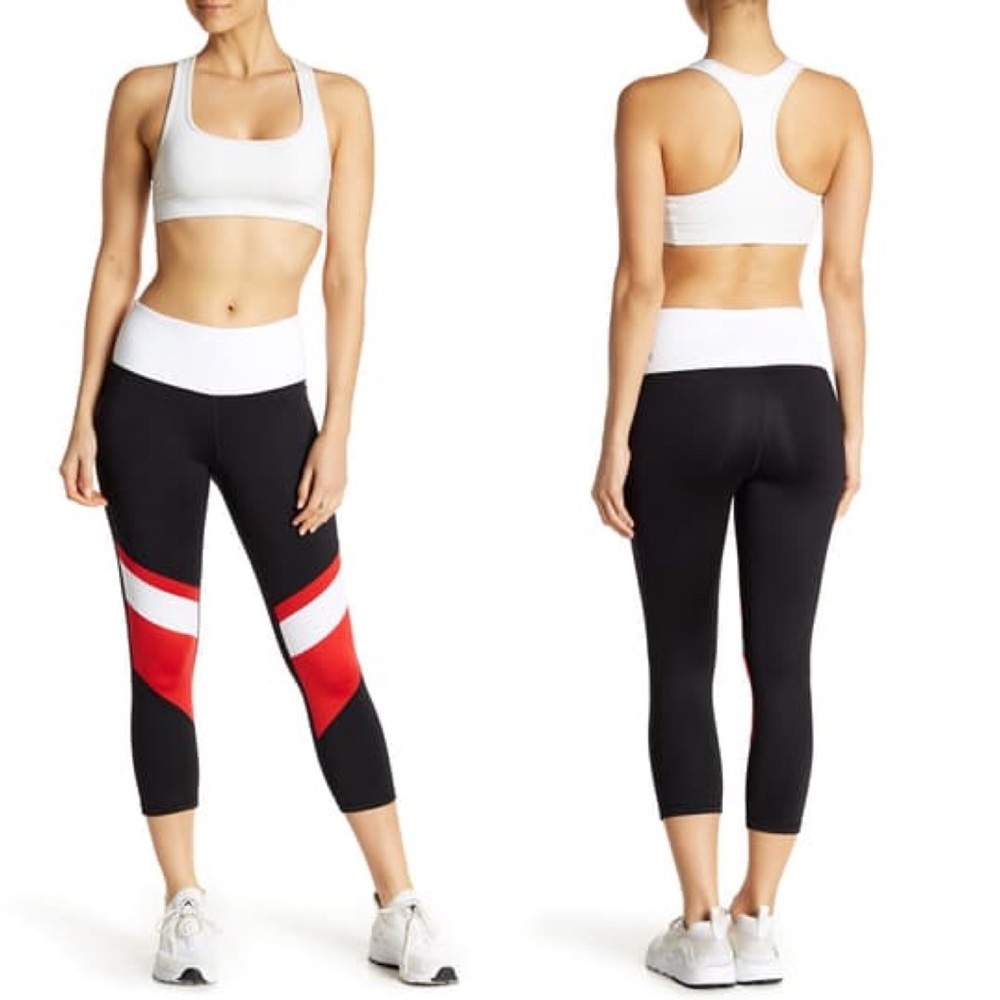 Z BY ZELLA Nordstrom Fancy Footwork High Waist Colorblock Leggings Red Black XS
